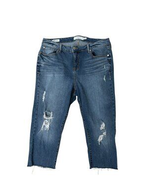 Torrid Denim Women’s Girlfriend Raw Hem Distressed Stretch Jeans Size 18R x 22”L